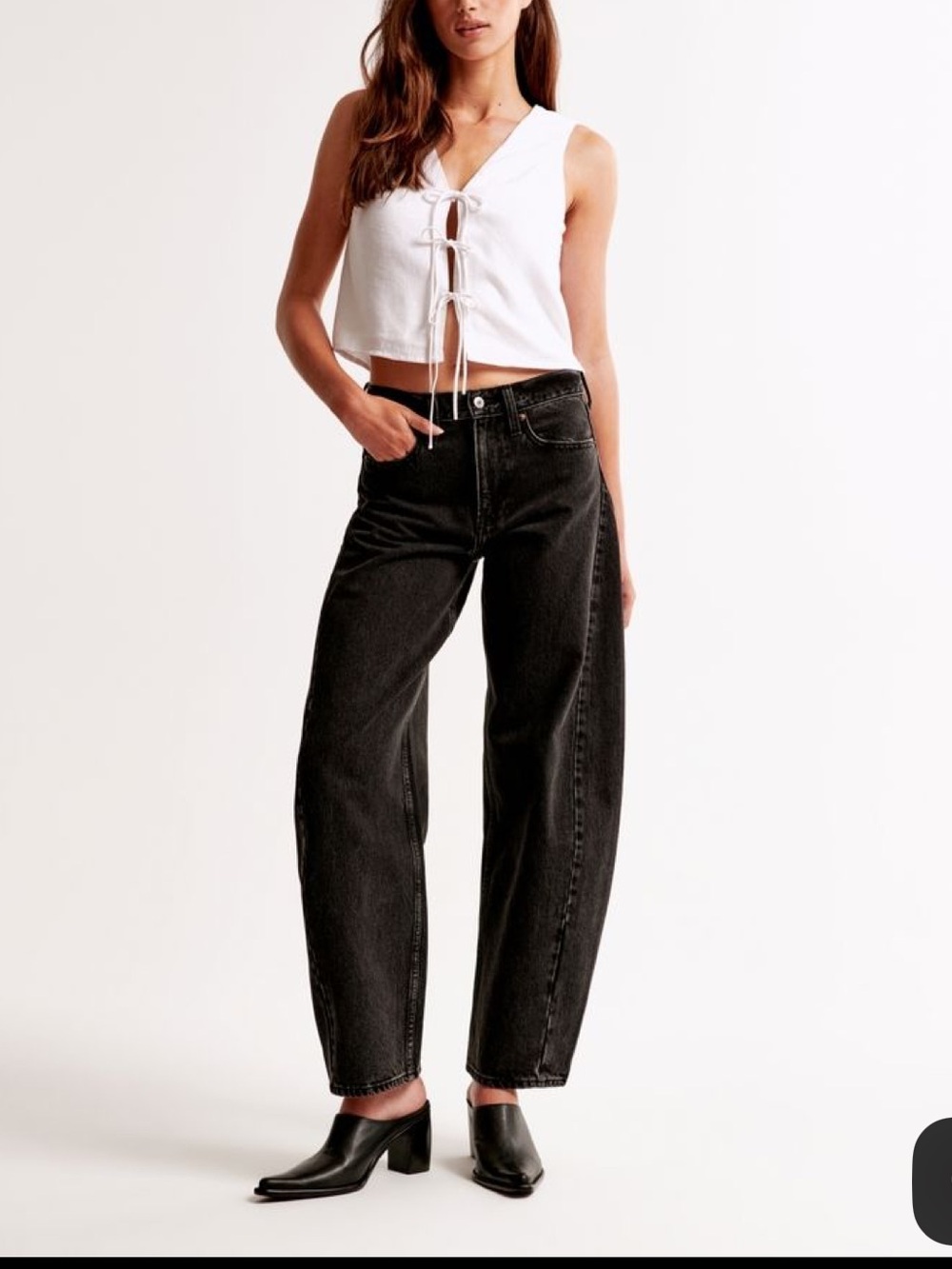 Abercrombie & Fitch Black Barrel-Leg Jeans